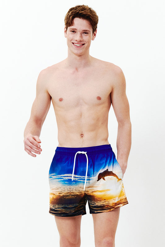 Jumping for Joy Swim Trunks - Ocean Blue