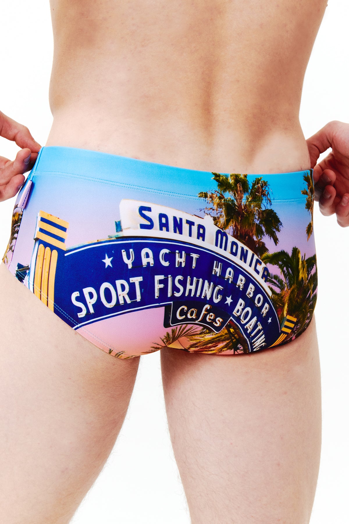 Santa Monica Pier Square Leg Swimsuit - Pink Sunset