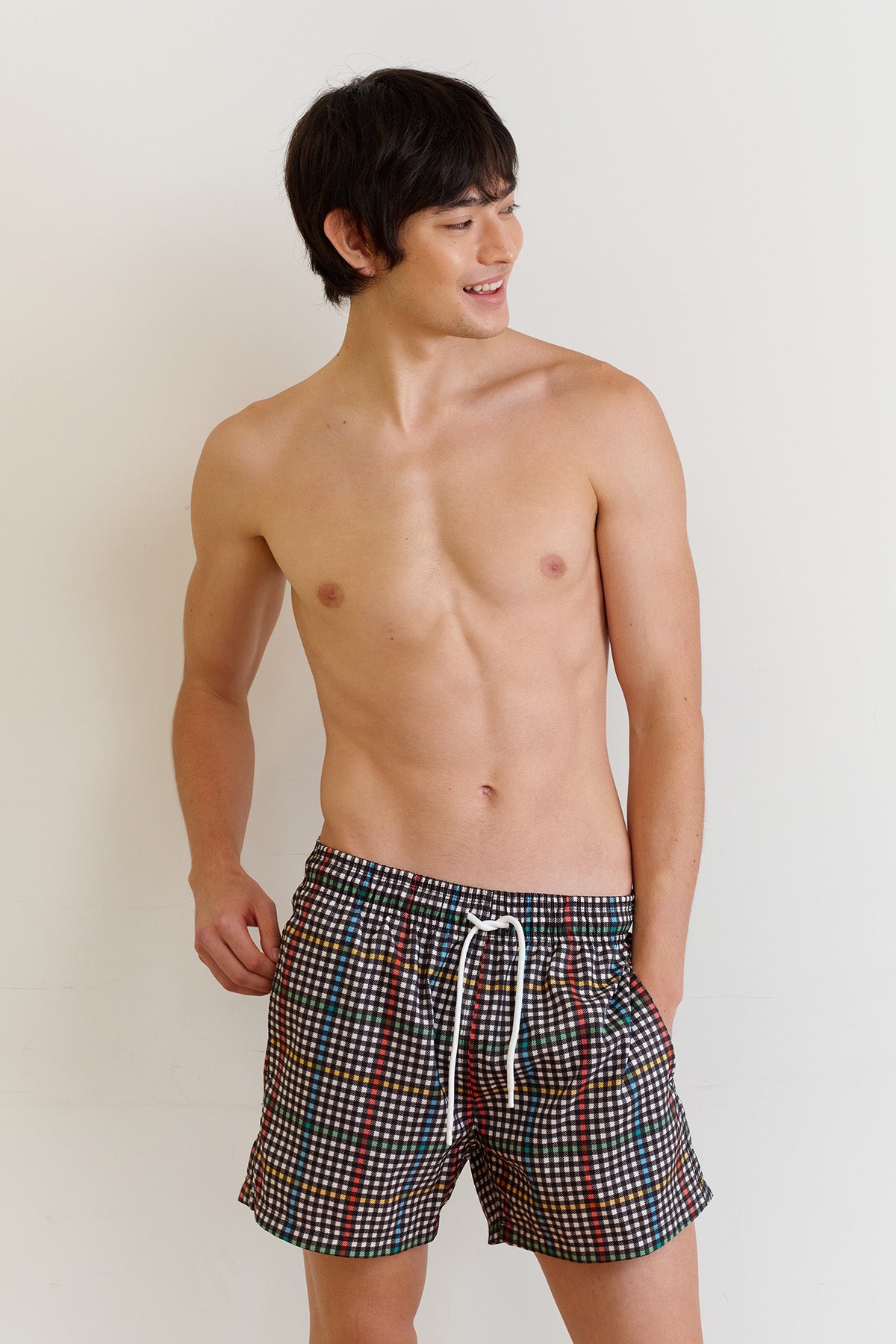 Rainbow Check Swim Trunks - Multi