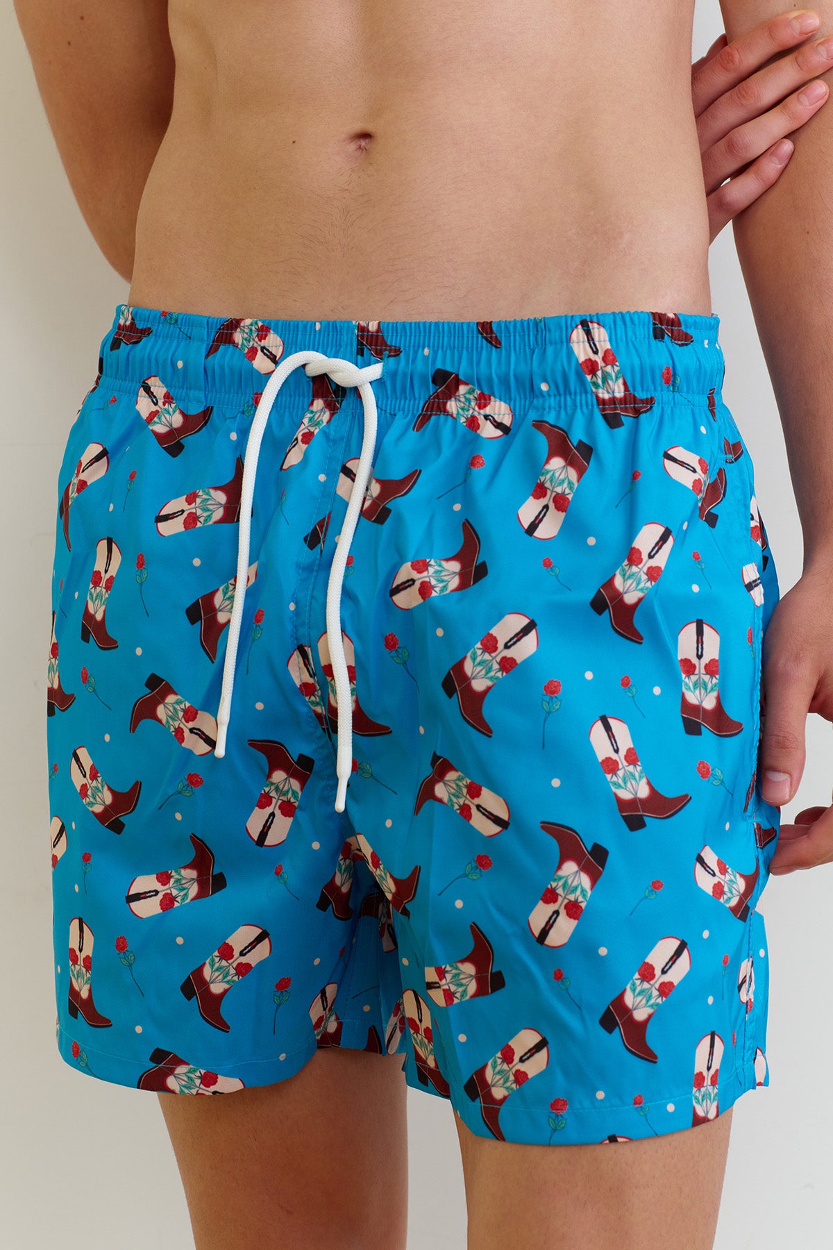 Rosy Western boots Swim Trunks - Brave Blue