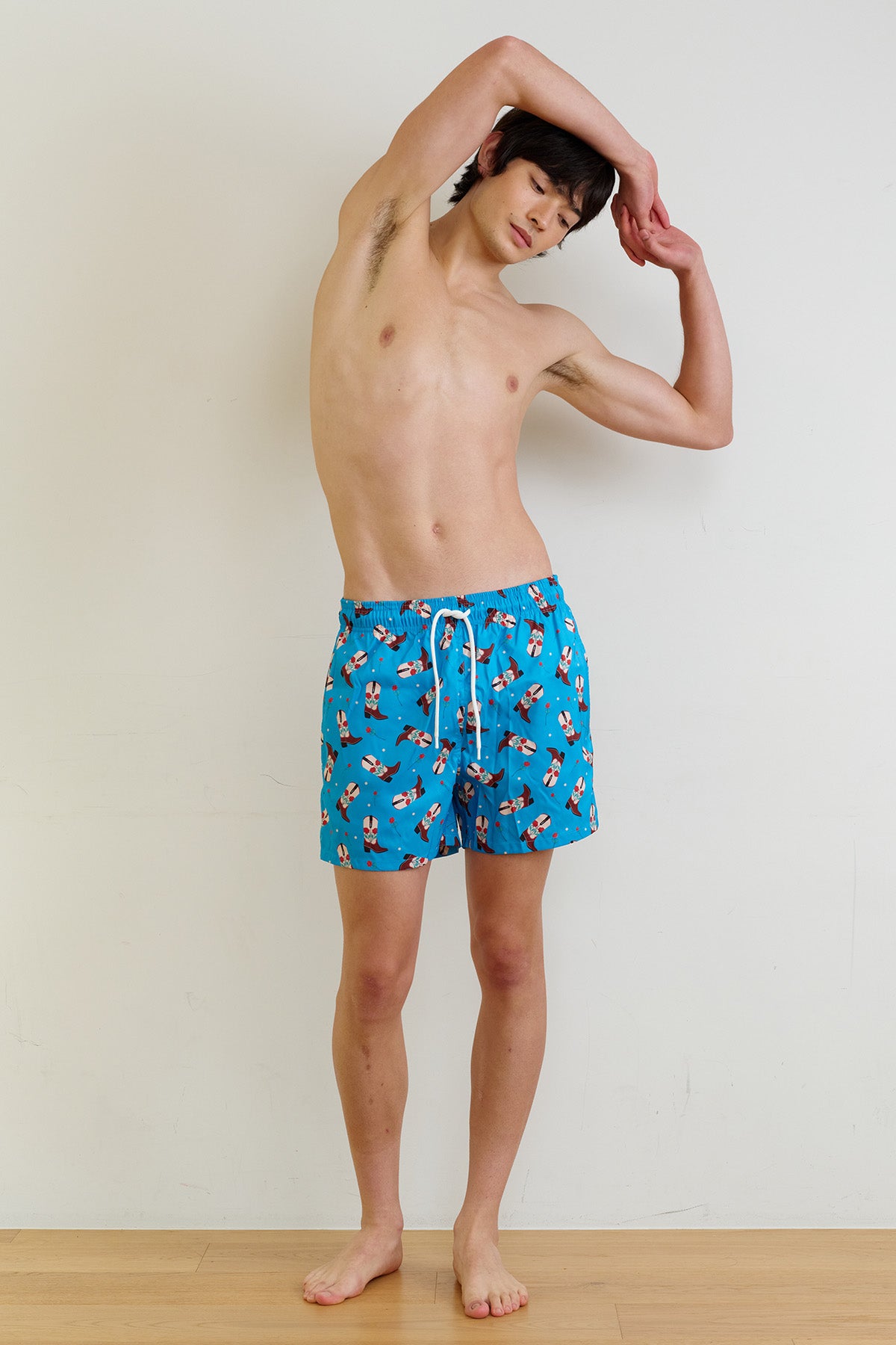 Rosy Western boots Swim Trunks - Brave Blue