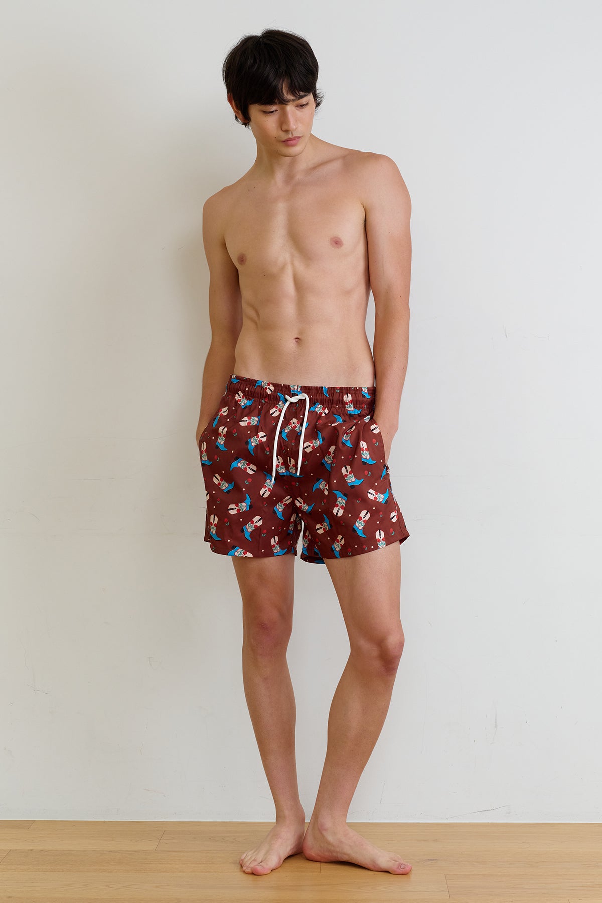 Rosy Western boots Swim Trunks - Mahogany brown