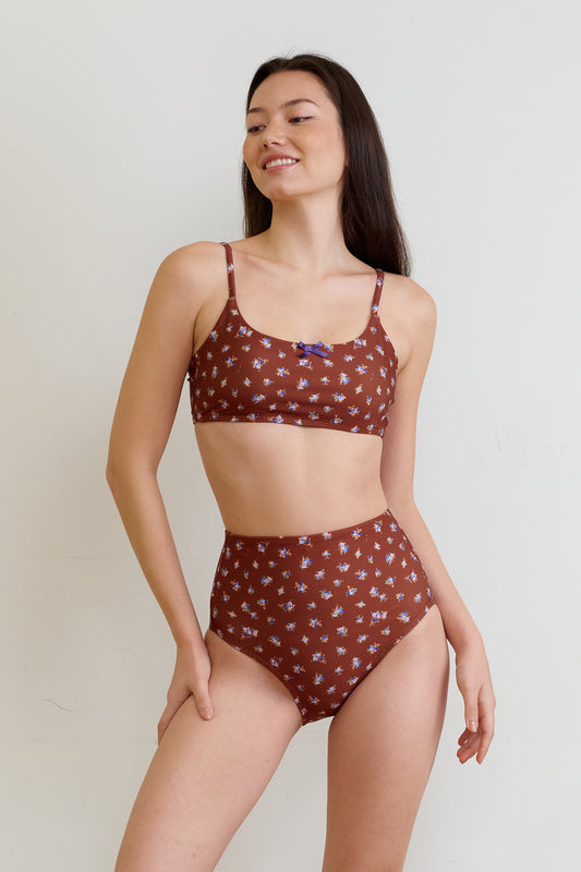 Rustic Garden BIKINI Bottom - Cocoa Bloom