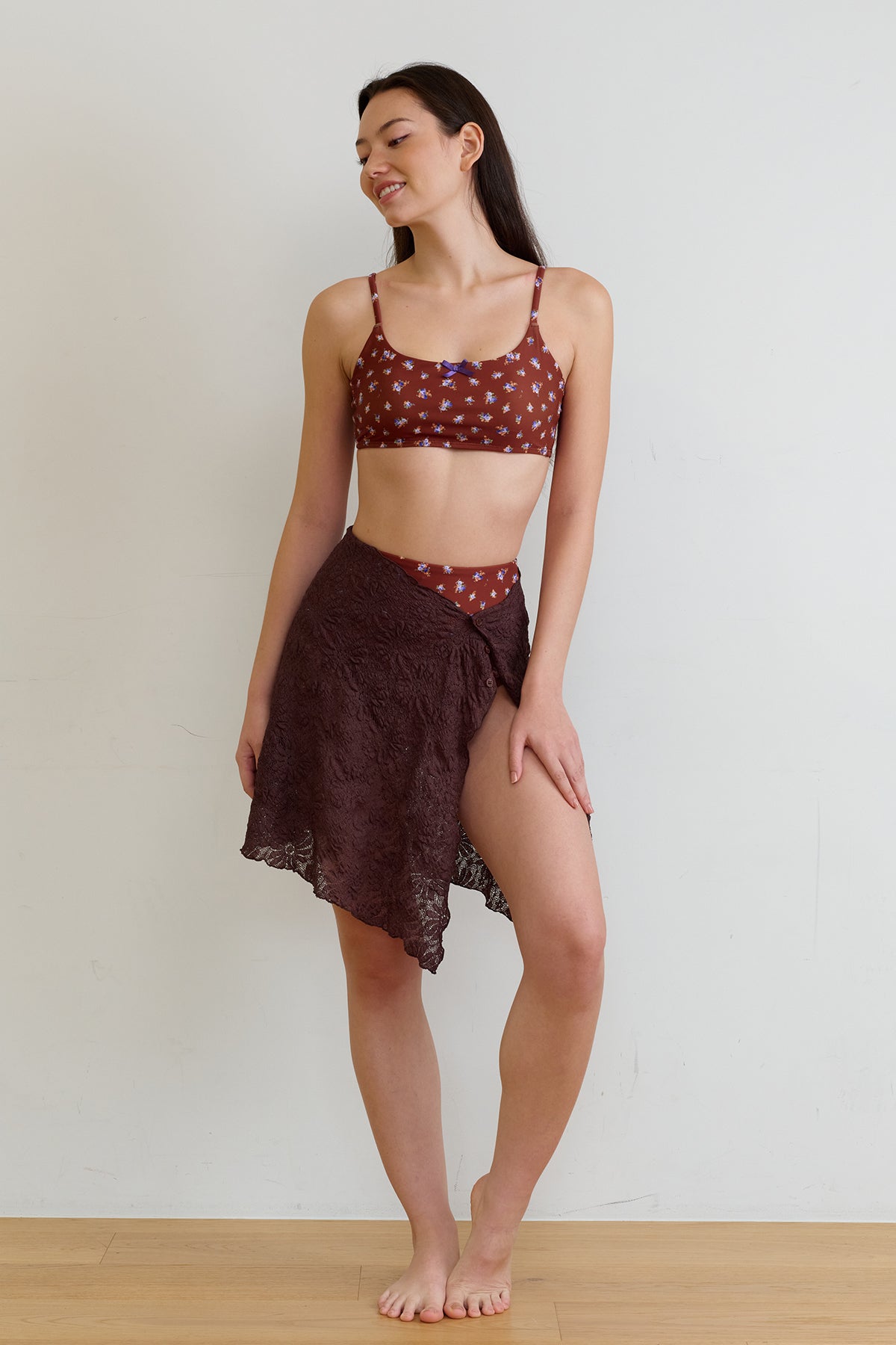 Rustic Garden BIKINI Top - Cocoa Bloom