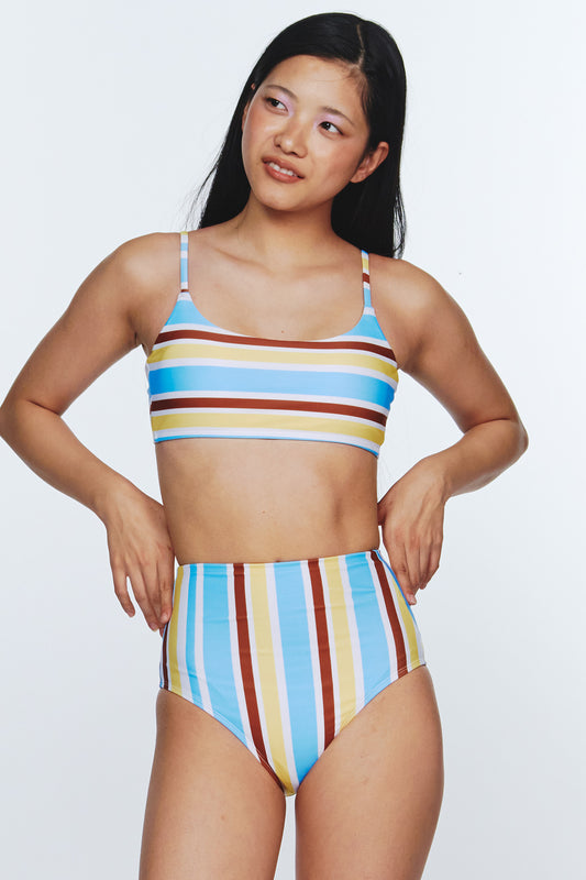 Sunburst Stripe BIKINI Bottom - Baby Blue