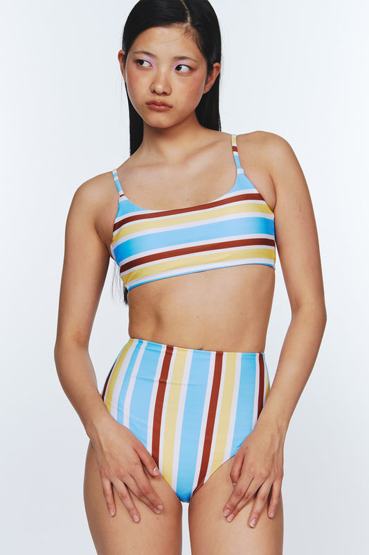 Sunburst Stripe BIKINI Top - Baby Blue