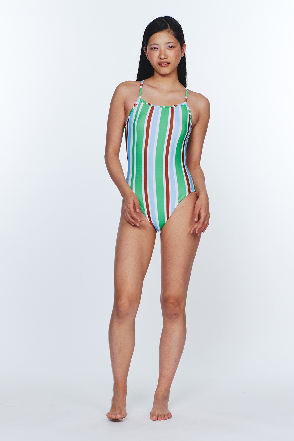 Sunburst Stripe swimsuit - Clover Green