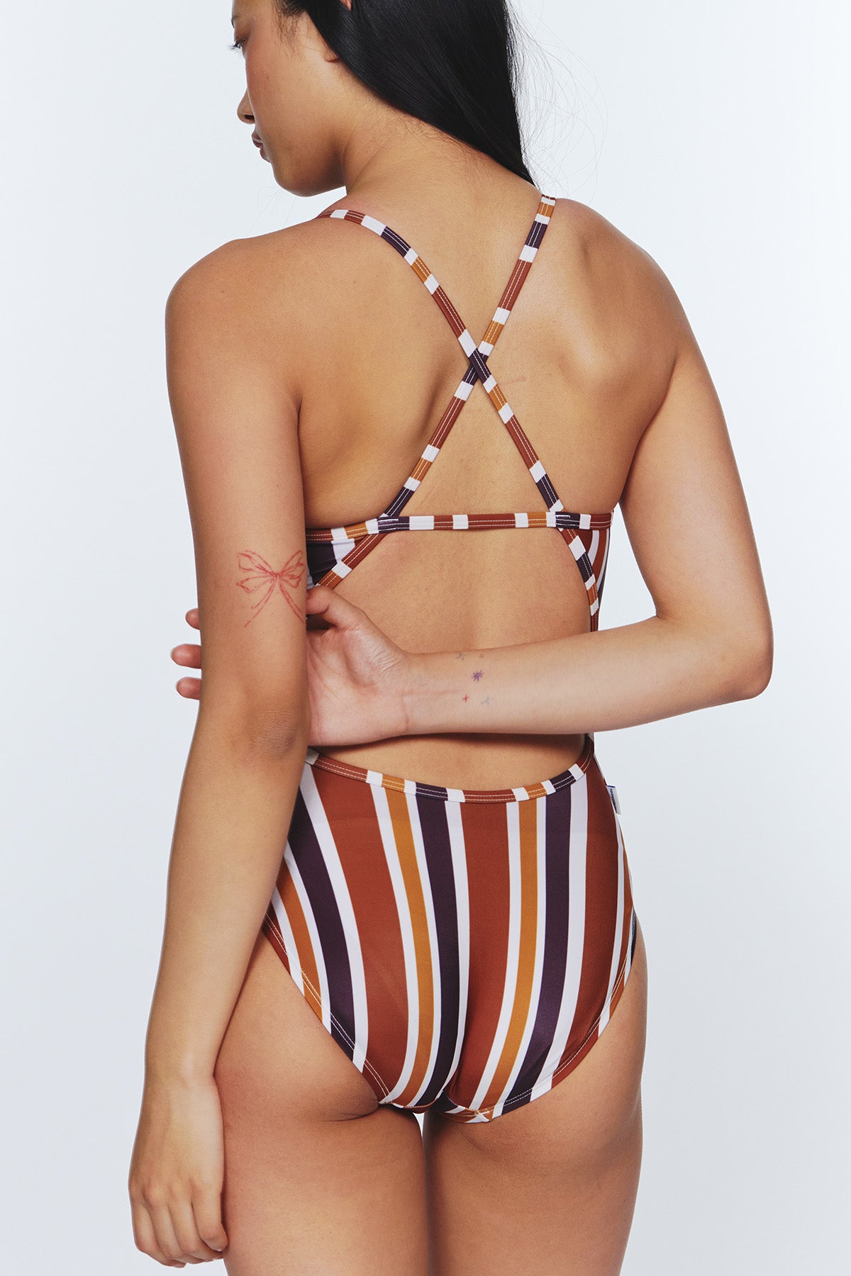 Sunburst Stripe swimsuit - Earthy Brown