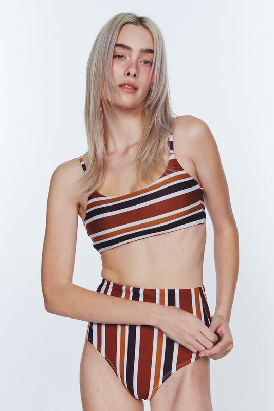 サンバースト ストライプ ビキニトップ - アーシーブラウン