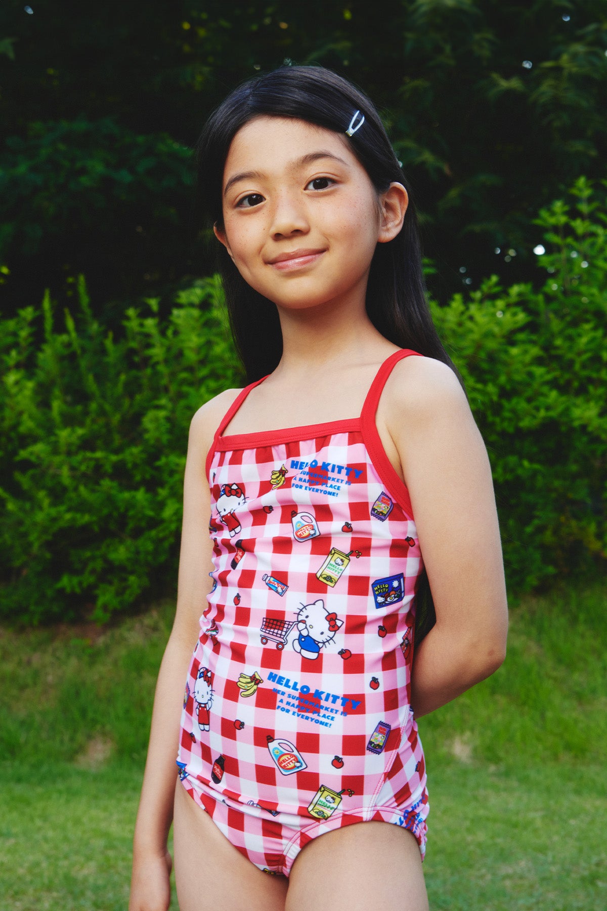 Supermarket Gingham Kids One-piece swimsuit - Cherry Check