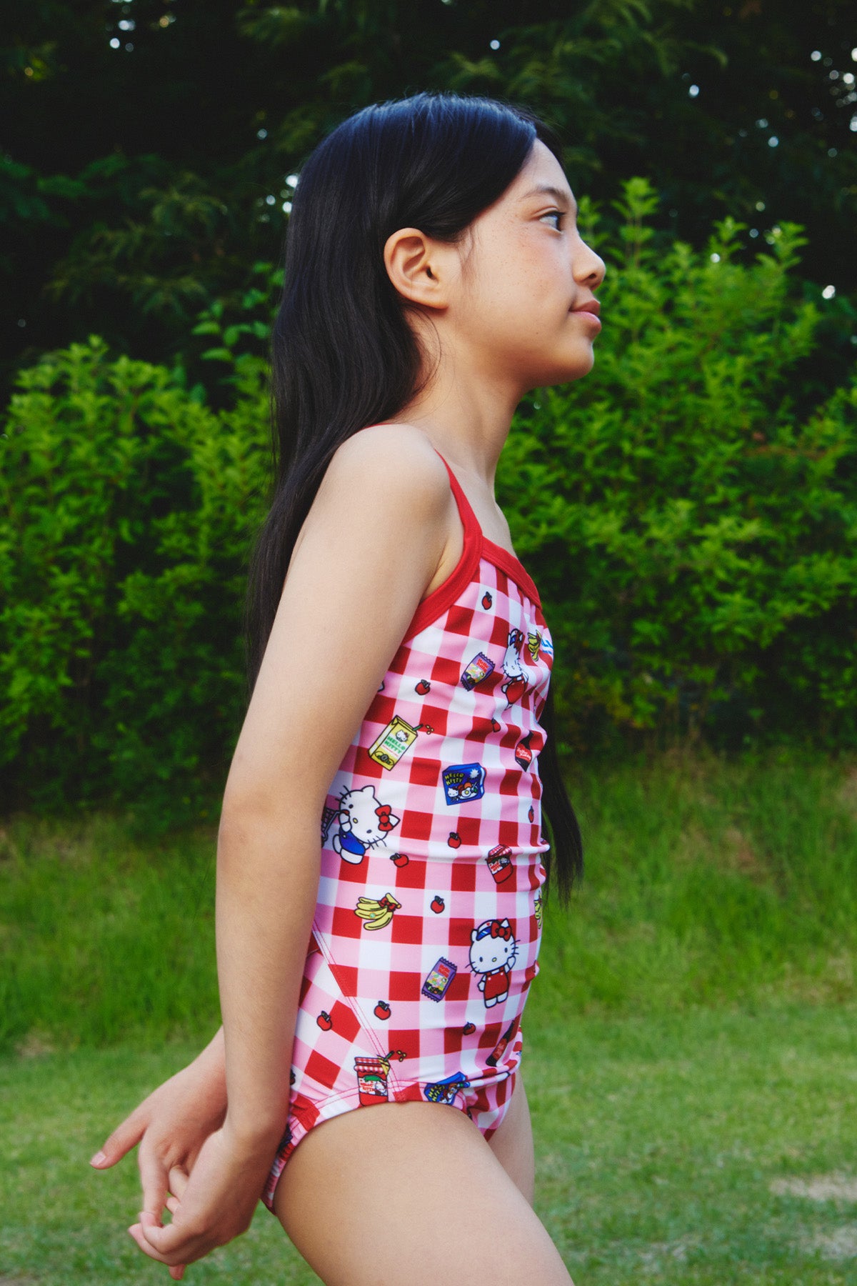 Supermarket Gingham Kids One-piece swimsuit - Cherry Check