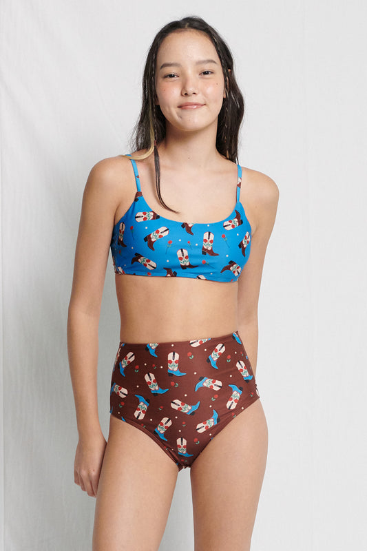 Rosy Western boots BIKINI Top - Brave Blue