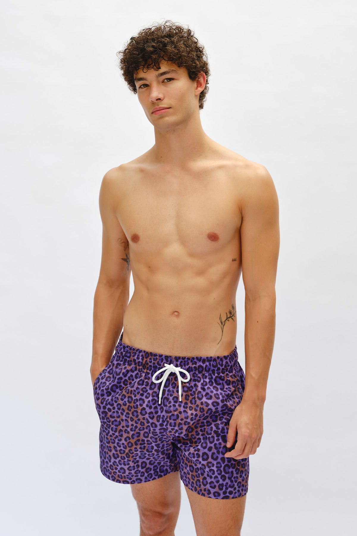 Dusty Leopard Swim Trunks - Dusk Violet