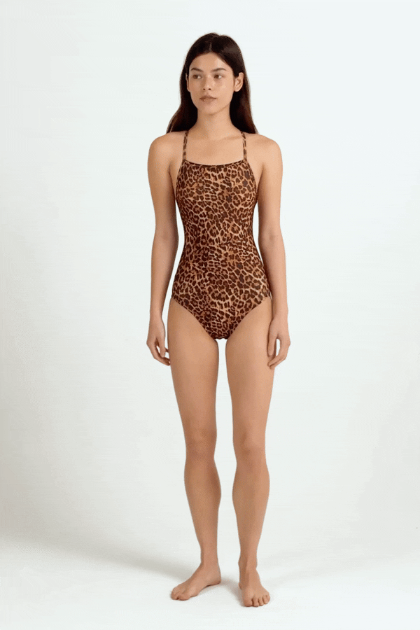Sienna Leopard swimsuit - Toffee Brown
