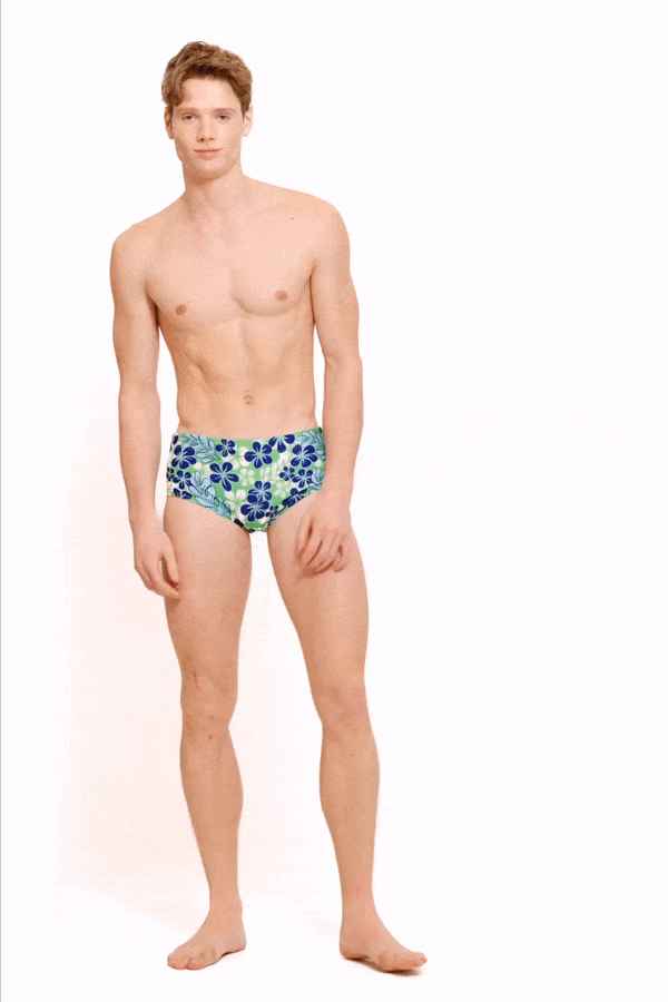 Cali Hibiscus Square Leg Swimsuit - Evergreen