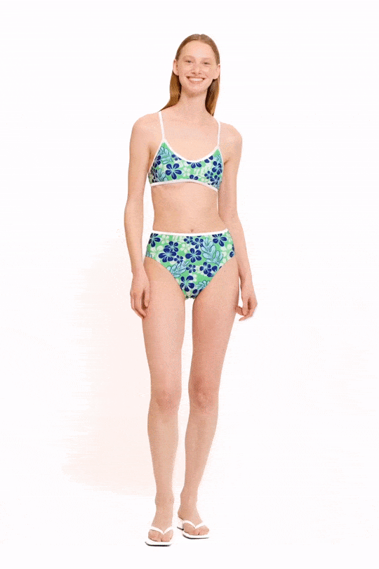 Bas de bikini Cali Hibiscus - Evergreen