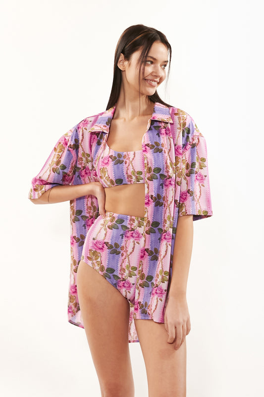 ダスティローズロングシャツ - ピンク