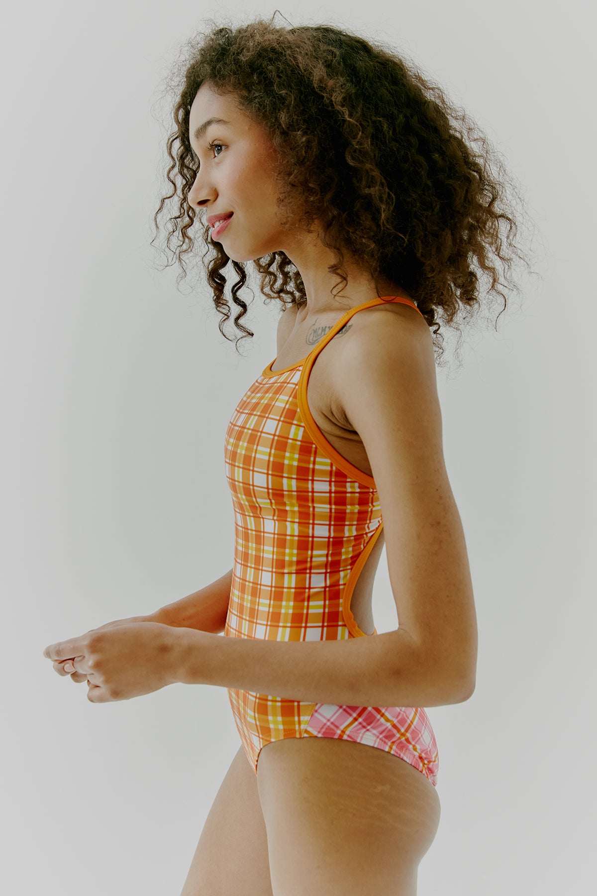 Maillot de bain carreaux d'été - Orange carotte