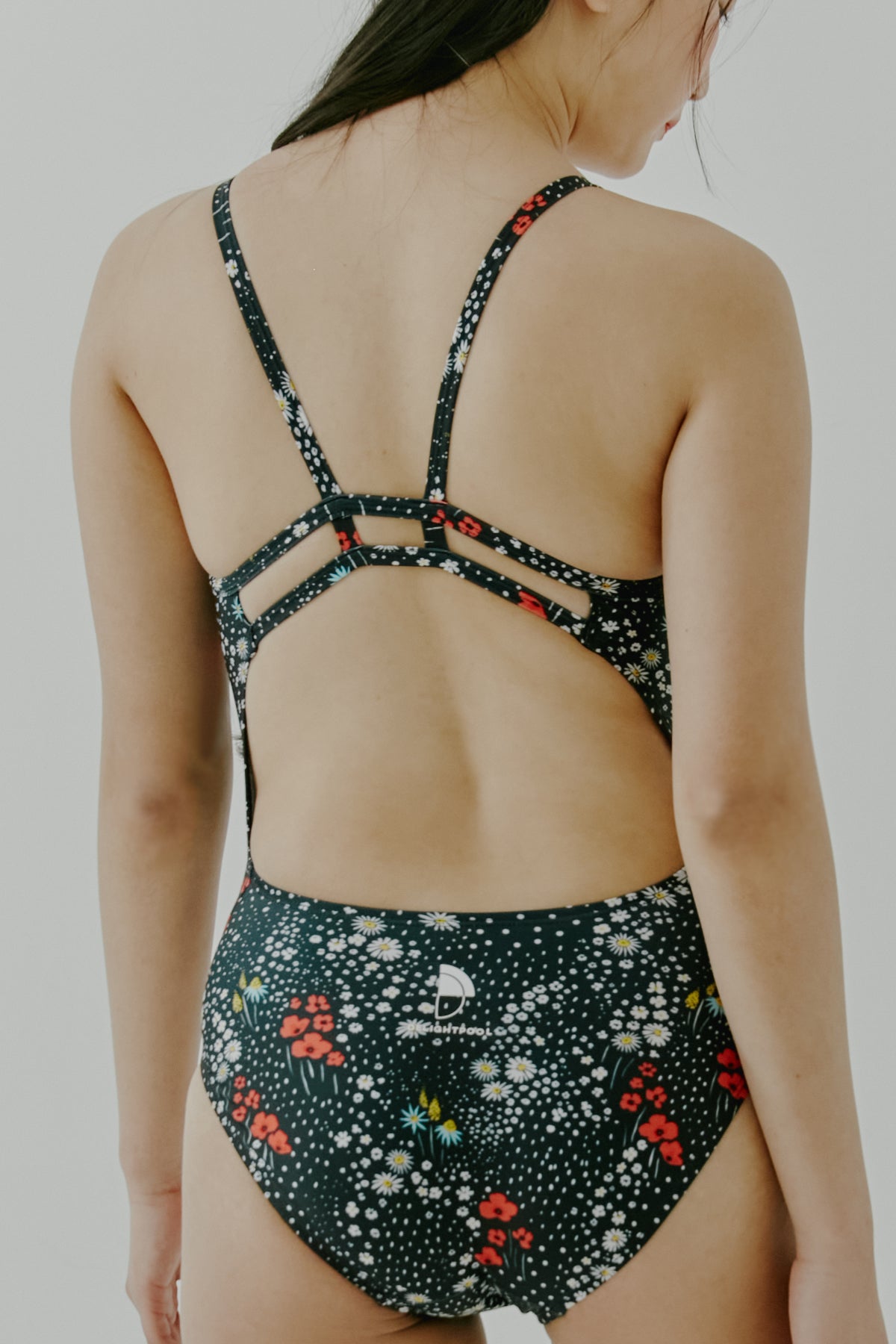 Maillot de bain fleur marguerite rétro - Noir minuit