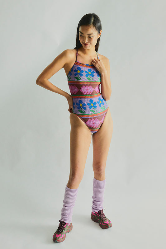 Granny Sweater Swimsuit - Pansy Violet