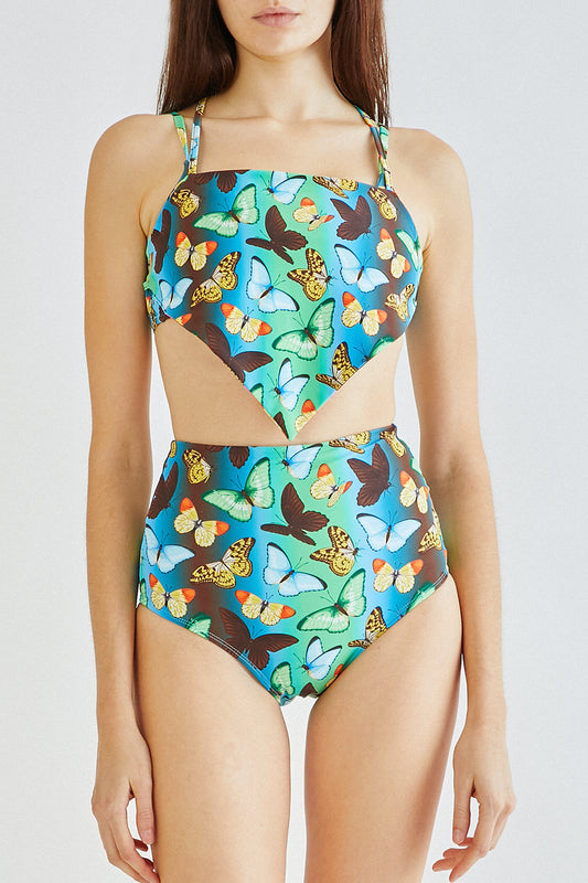 Butterfly Fantasia Triangle Top - Emerald green (Reversible)