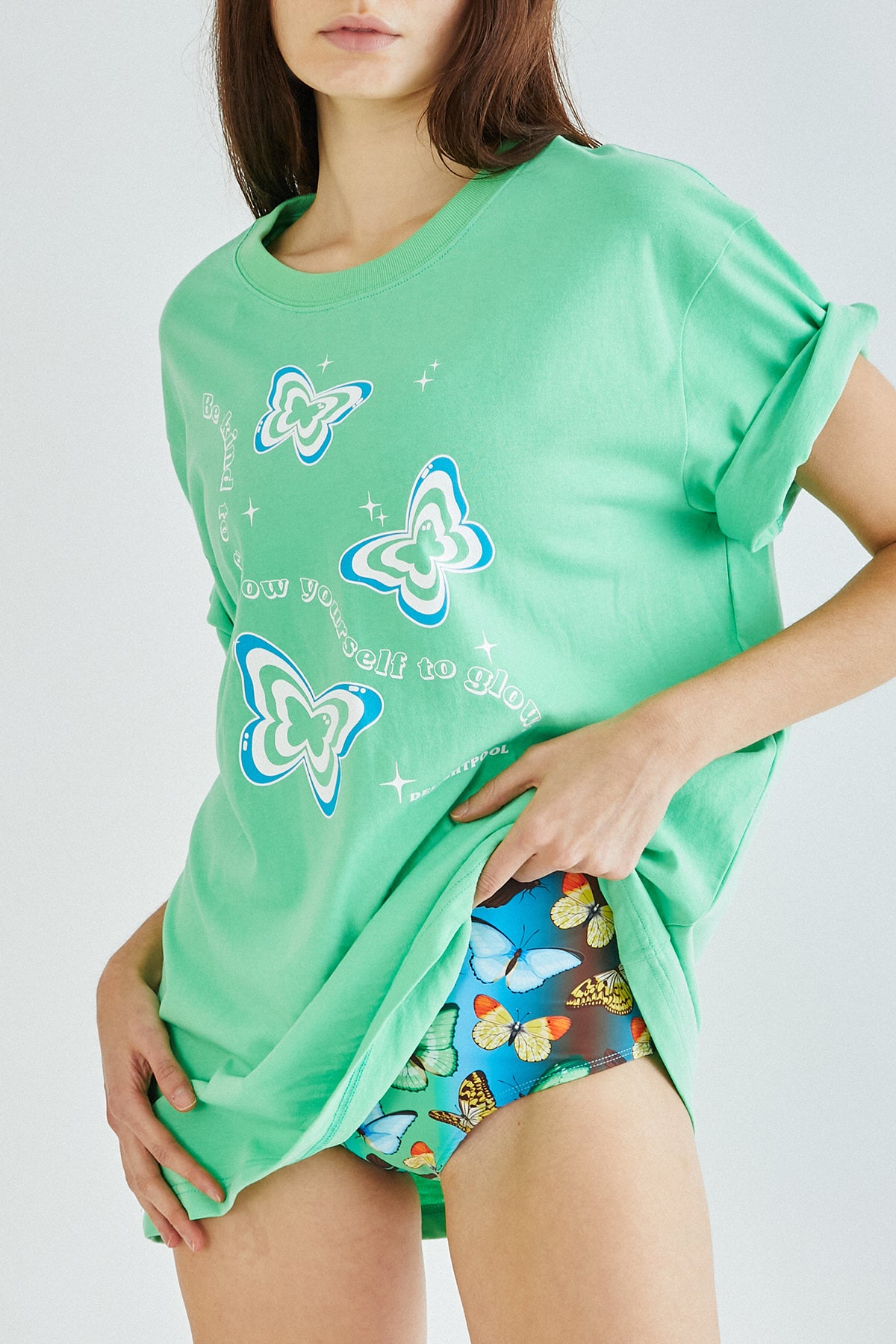Glowing Butterflies T-shirts - Melon green