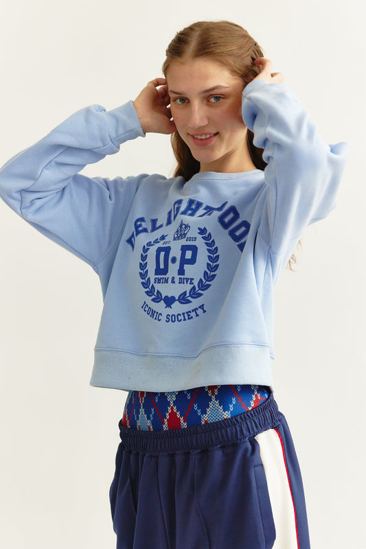 アイコニック ソサエティ クロップド スウェットシャツ - スカイブルー