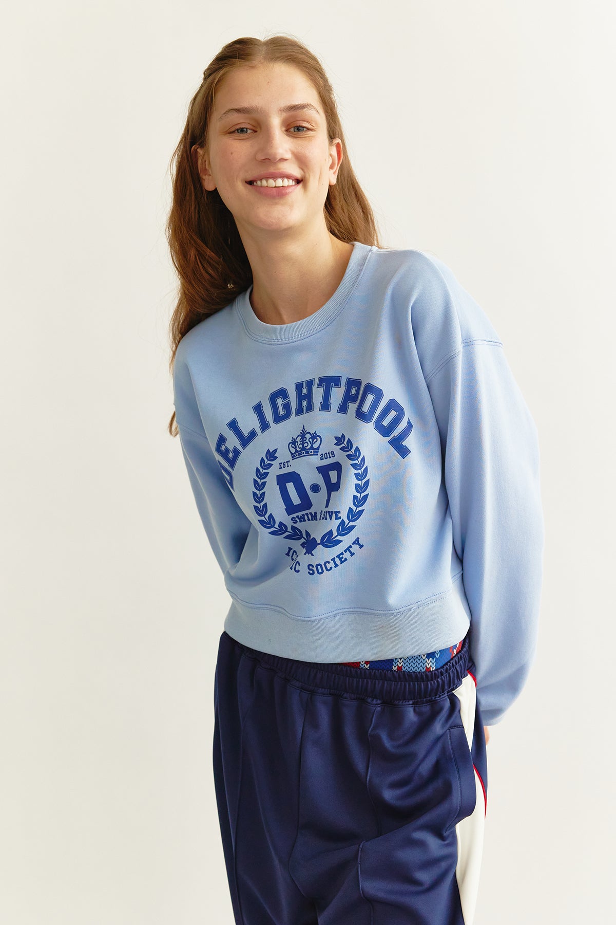 Iconic Society Cropped Sweatshirt - Sky Blue