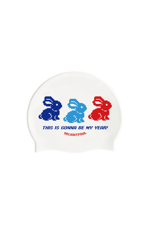 Triple Rabbits swim cap - Blue