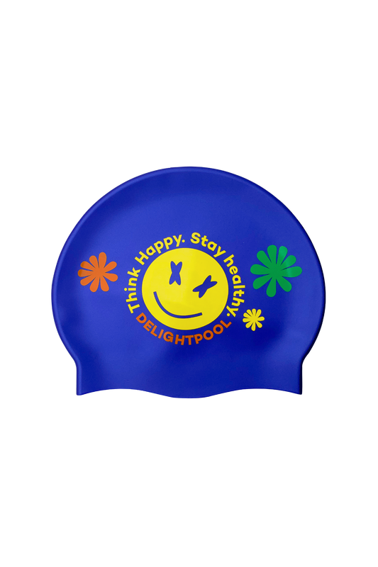 Hippie smile swim cap - Blue